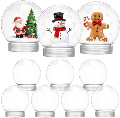 PRETYZOOM Bola de Nieve para Bricolaje, 10 Unidades, 270 ml, Botella de plástico rellenable para, Vidrio vacío Transparente con tapón de Rosca para decoración de Manualidades