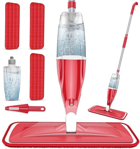 Dust Dry Mops with Spray for Hardwood Floor Cleaning - EXEGO Wet Jet Mop Microfiber Mops with 3 Washable Reusable Pads Flat Floor Mop for Cleaning Wood Laminate Ceramic Tiles Hardwod Floors