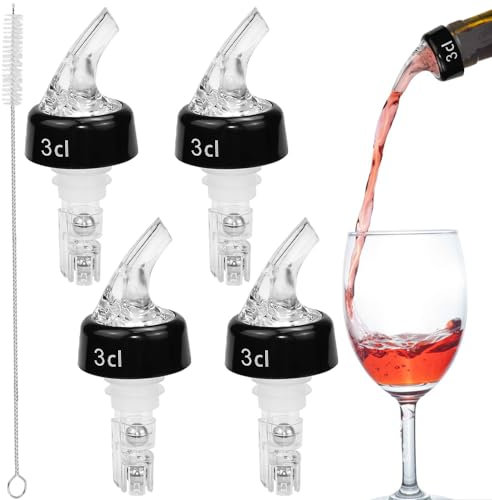 SLTAXAR 4 PCS Decanteur Aérateur à Vin en Plastique 3cl - Bec Verseur Stop Goutte pour Bouteille Anti-Goutte