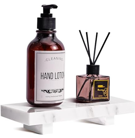 YCROJBK Natural Marble Tray Pedestal Stand - Modern Marble Soap Pedestal For Bathroom, Kitchen, Home Decor (Glorious White)