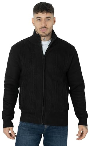 NOROZE Men's Cardigans with Pockets | Mens Cardigan Lightweight Plain Knit Turtleneck Sweater | Slim Fit Roll Neck Pullover | Long Sleeve Warm Winter Knitwear | Casual Stand Collar Jumper for Men