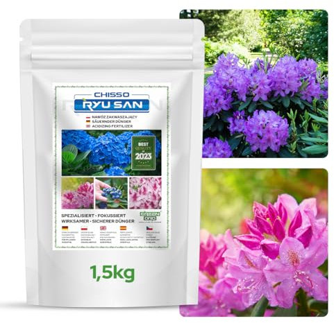 GREEN ORO CHISSO RYU SAN 1,5KG – Engrais acidifiant contenant de l’azote et du soufre pour plantes acidophiles comme les hortensias, rhododendrons, myrtilles et azalées