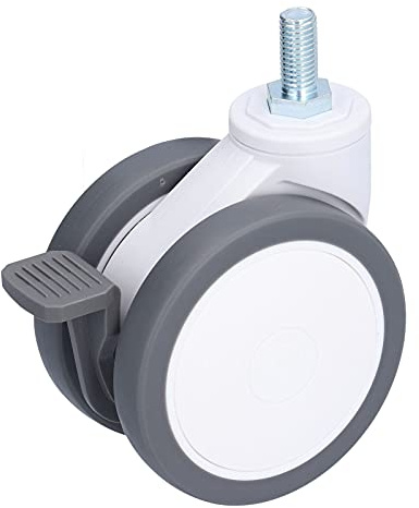 MUNEFE Ruedas giratorias de 4 pulgadas, Ruedas giratorias silenciosas TPR con freno, ruedas giratorias con frenos de bloqueo dobles para oficina en casa (Rosca M12 4 pulgadas)