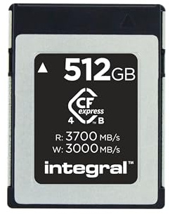 Integral Studio Grade CFexpress 4.0 Type B 512GB Memory Card - 4K, 6K, 8K and Beyond RAW - 3700MB/s Read, 3000MB/s Write, 800MB/s Sustained Write - Designed for Advanced Cinematic and DSLR Cameras
