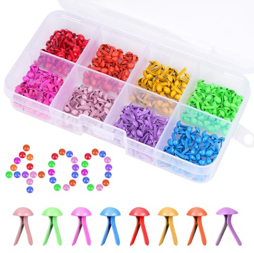 Qichan Pack of 400 Pattern Bag Clips, Pattern Bag Clips in 8 Colours, Round Head Clips, Metal, Colourful Pattern Clips, Small for Scrapbooking, Paper Crafts, Crafts