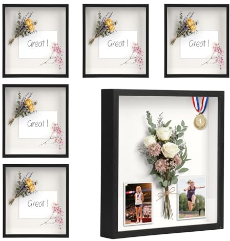 6 Pack Shadow Box Frame - 1.2 Deep Shadow Boxes 3D Picture Frame (6 Pcs/Black, 8x10)