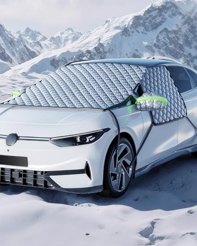 Copri Parabrezza Auto per Inverno, Copertura Auto Magnetico Universale, Telo Antighiaccio e Antineve, Copri Parabrezza Esterno per Maggior Veicoli, Protezione Anti-UV e Antigrandine Telo Antighiaccio