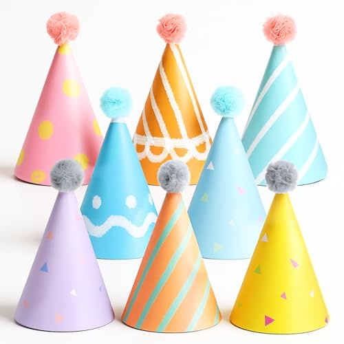 Aysatogc 8 stycken partyhattar set mini partyhattar för gosedjur festhatt födelsedag set partyhattar för vuxna fester