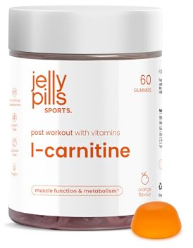 Jelly Pills L-Carnitine - 60 gummies véganes - 400 mg de L-carnitine par portion - métabolisme énergétique et fonction musculaire - vitamines D3, B7, B9 et chrome - goût orange - 13,5 kcal par gummy
