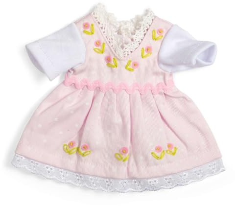 Bigjigs Toys rosa dockklänning (liten) | mjuka dockkläder | vackra blommönster krusiga klänningar och kläder för en plyschleksak | småbarn ragdolls och tillbehör | gåvor för 2+ år gamla flickor och