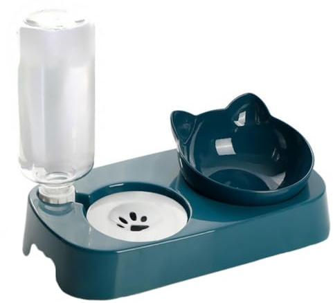 Bol Basculant pour Animaux Anti-basculement pour Chat 500ml Plastique | Gamelle pour Chat Surélevée, Double Bol Automatique 1 Set, pour Chaton et Chat Domestique