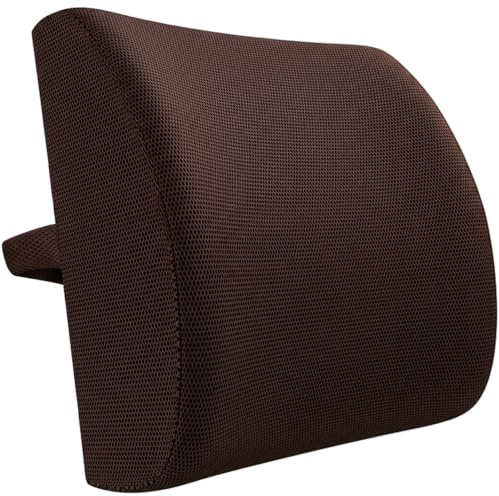 HomDSim Memory Foam Lumbar Cushion Lower Back Support Pillow Posture Correcting Car Seat Home Office Chair (Brown)