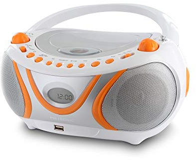 Metronic 477133 Radio / Lecteur CD / MP3 Portable Juicy avec Port USB - Orange et Gris