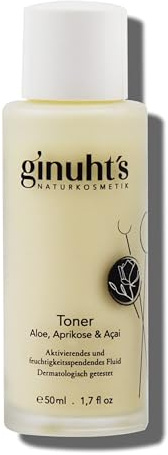 ginuht´s NATURKOSMETIK Gesichtstoner 100% Bio regenerierend & hautstraffend | Toner für alle Hauttypen | Aktivierendes Fluid mit Aloe Vera, Aprikose & Açai (50ml)