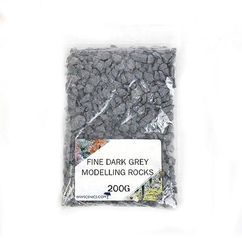 WWS War World Scenics WWScenics Feine Dunkelgraue Modell-Felsen 2mm | 200g Beutel | Basing Materialien Diorama Modellbau