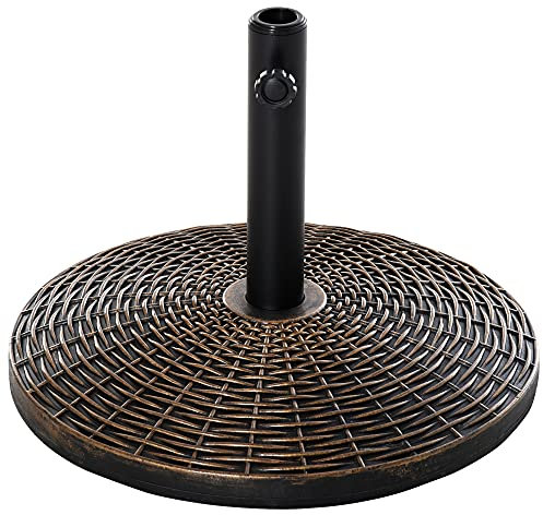Outsunny Pied de Parasol Rond Base de lestage Ø 53 x 40 cm Poids Net 25 KG HDPE et Ciment Noir Bronze