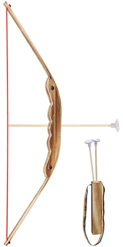 GERILEO Wooden Bamboo Play Arch, Arrow Holder for Boys and Girls, Target Practice Toy (2 Arrow Bow)