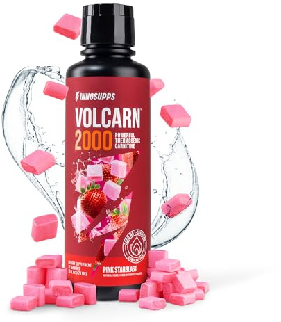 InnoSupps Volcarn 2000 - L-CARNITINE Pre-Workout Advanced Energy Liquid ATP Enhancer w/GBEEC Boosts Energy, Enhances Focus, Cognition & Supports Fat Metabolism, 32 Servings - Pink Starblast Flavor