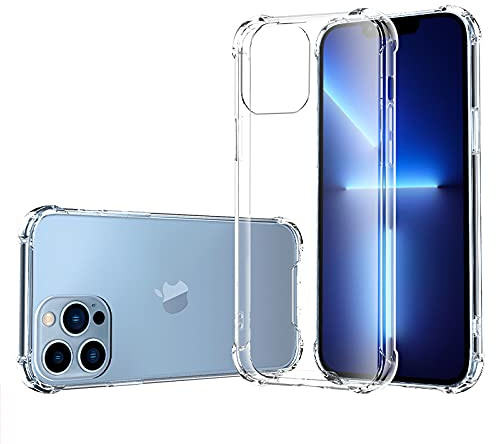 Melomon Case for iPhone 13 Pro, (6.1 Inch) Crystal Clear Cover, Shockproof, Scratch-Resistant, Mobile Phone Drop Protection Hard Back and Soft TPU Case for iPhone 13 Pro - Transparen