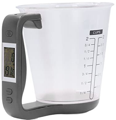 BORDSTRACT Digitale Messbecherwaage, Backwaage Flüssigkeitswaage, 1 kg Küchenwaage mit LCD-Display für Kaffee-Milch-Gewürze(Schwarz)