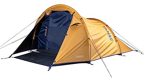 TAMBU Tunnelzelt KALO 3 - Ultraleichtes 3 Personen Zelt mit Vorzelt - 310x200x130cm – Wasserdicht bis 3000mm - Für Camping, Outdoor & Festivals - Abgedunkelte Schlafkabine durch Black Sky Beschichtung