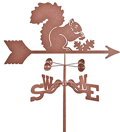 EICOFF Wetterfahne, Eichhörnchen-Silhouette, Dachmontage, Gartenpfahl, Messwerkzeuge, Windrichtungsanzeiger, Wetterhahn, Edelstahl, für Terrasse, Hof, Ornament-Dekoration
