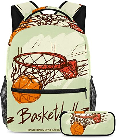 VAPOKF Ensemble de cartables pour adolescents, filles, garçons, étudiants, sac à dos avec trousse pour l'école – Basket dans un panier, multicolore, Taille unique, Ensembles de sacs d'école