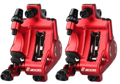 ZOOM Hydraulic Disc Brake Calipers: HB-100 MTB Bike Disc Brakes Front & Rear Caliper Set for Mountain, Road Bicycle and E-Bike- Red