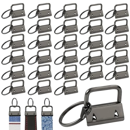 60 Hardware Pezzi per Portachiavi 25 mm Clip Portachiavo con Chiusura a Morsetto in Metallo per Cordino Fai Da Te Tessuto Artigianale A Mano (Nero)