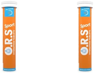 O.R.S Sport Hydration Tablets with Electrolytes, Vegan, Gluten and Lactose Free Formula – Soluble Sports Oral Rehydration Tablets with Natural Orange Flavour, Low Calorie, Adult & Children, 20 Tablets