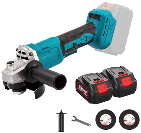 Brushless Meuleuse D'angle sans fil,21 V 13000 mAh Battery,Vitesse à Vide 13000 trs/min,125 mm Grinding ，3 vitesses,Pour Meuler, Couper et Polir (2x Batterie, 1x Chargeur)