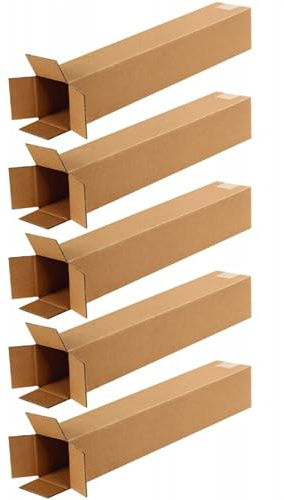 EraGreen Premium fyrkantig fraktfodral 5 stycken – kartong 250 x 250 x 1200 mm fraktkartong DHL, DPD, GLS vikbar kartong 1-vågig FEFCO201 B-våg