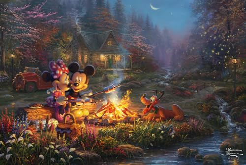 Schmidt | Thomas Kinkade: Disney Mickey & Minnie Sweetheart Campfire (200 Pieces) | Jigsaw Puzzle | Ages 8+ | 1+ Players