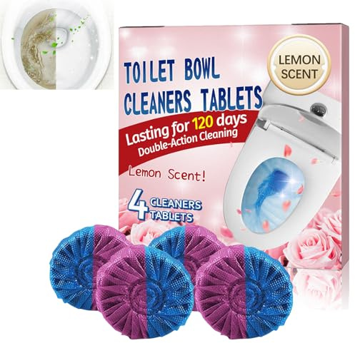 KOAHDE Bloc de Toilette Encastré,Toilettes Propres Désodorisant Bleu,Bloc de Nettoyage de Toilett,Blocs de Réservoir de Toilettes,Tablettes de Nettoyage pour Réservoir de Chasse D'eau,4PC