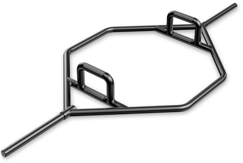 COSTWAY Barra della Trappola Olimpica, Olympic Hex Trap Bar in Acciaio con Maniglie Piegehvole, Barra Sollevamento Pesi, Capacità di Carico 226 kg (Nero)
