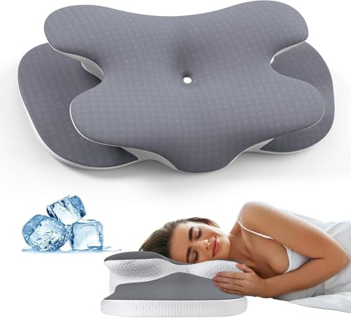 A-Pce Almohada de Espuma Viscoelástica de Tamaño Estándar, Almohada Cervical Ortopédica Ergonómica, Almohada Refrescante con Funda Extraíble para Quienes Duermen de Lado, Boca Arriba O Boca Abajo