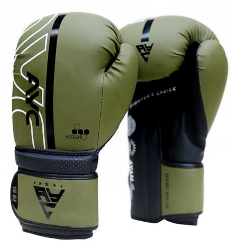 Boxing Gloves That Never Expire for Men, Women, Sparring, Training, Punch Bag, Muay Thai, MMA & Kickboxing – Maya Hide Leather with Wrist Support (Green Black, 16OZ)