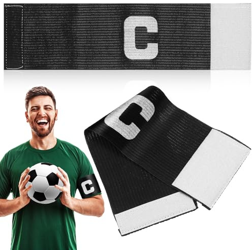 Brassards de Capitaine pour Football 2 Pièces, Fibre Synthétique Noir