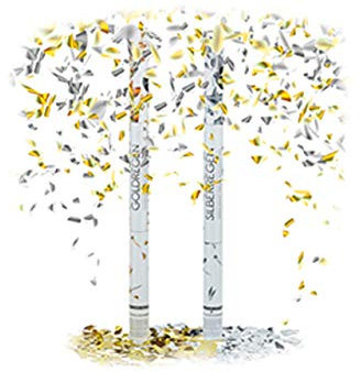 Relaxdays 2 x Party Popper 80 cm im Konfettikanonen Set, Konfetti Bombe für Hochzeit und Geburtstag, Konfetti Shooter 6-8 m Effekthöhe, Gold/Silber metallic
