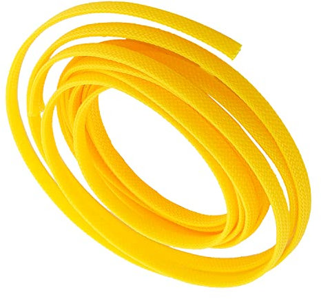 Othmro 9.8FT PET Flexible Expandable Braided Cable Sleeve, 6mm Width Wire Loom Sleeving and Organizer, Protect for TV, Audio, PC Cords from Pets Chewing Yellow 1pcs