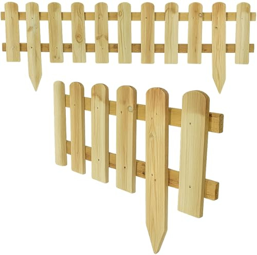 AAMEN Wooden freestanding Picket Fence Panels - Natural Wood Color Decorative Logs for Patio Guest Houses Garden Fence Garden Edging Border - Composite Fence Panels_40x 99cm (Approx.) (1)