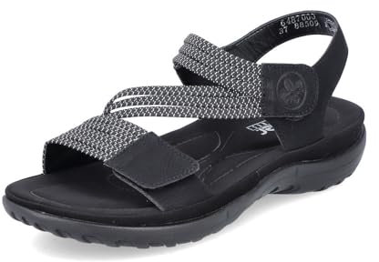 Rieker Damen Klassische Sandalen 64870, Frauen Sandalen,Sommerschuhe,Freizeitschuhe,offene Schuhe,Strandschuhe,schwarz (00),43 EU / 9 UK