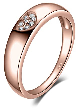 JewelryPalace Herz Liebe Verlobungsring Eheringe Ring Silber 925 Damen, Zirkonia Silberringe Trauringe Vorsteckring Hochzeitsringe Memoirering Ewigkeitsring Band Ringe Set, Damen Schmuck Rosegold 59
