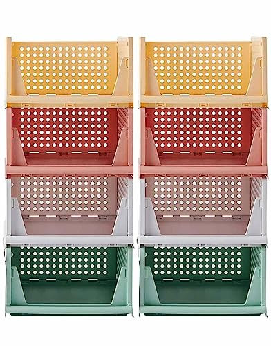 RMAN 8er Set Kleiderschrank Organizer Schrank Organizer Schubladenbox Stapelbare Aufbewahrungsboxen Faltbaren Plastik Ordnungssystem Trennwand Regal für Schlafzimmer, Kleidung, Küchen, Bad, Büro