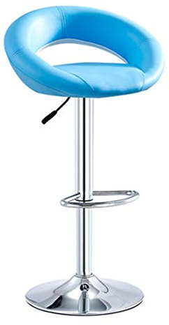Modern PU Leather Adjustable Swivel Barstools Armless Hydraulic Kitchen Counter Bar Stools Moon Bend Island Bar Stool with Back Red (Large) (Blue (Large))
