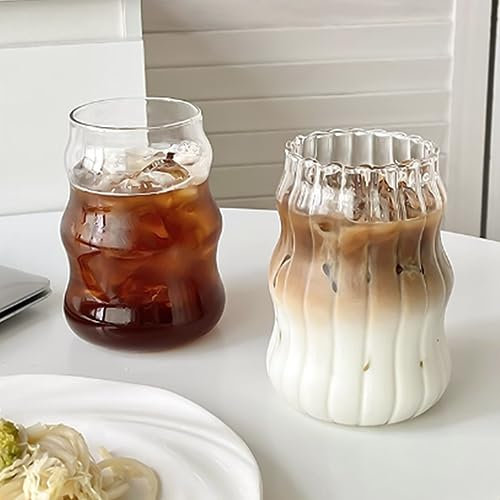 YIDM Juego de 2 tazas de café de cristal transparente Iced (530 ml)