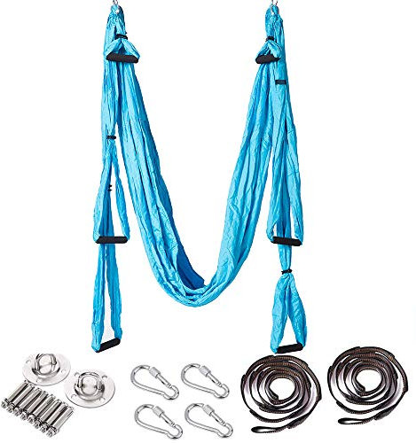 ARNTY Yoga Hängematte Set Aerial,Aerial Yogatuch,Aerial Yoga Hammock Swing mit Tragetasche und Verlängerungsgurten (Upgrade Blau)