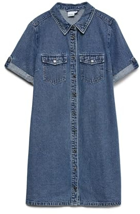 VERO MODA dam Vmjennie Ss Short Denim Dress Ga Noos Vmjennie Ss Short Denim Dress Ga Noos (1-pack)