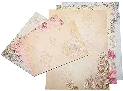 30 pezzi di cancelleria vintage, carta da scrittura floreale, set di buste un set per lettere scritte una mano, colori assortiti