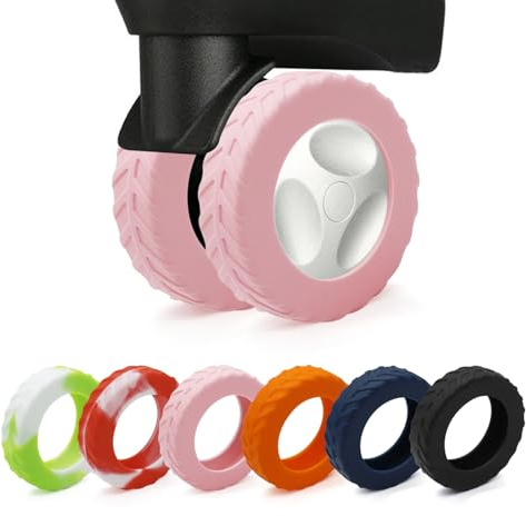 XYOFUN Luggage Compartment Wheel Protection Cover - Upgraded 8-Pack Anti Dust & Scratch Noise Reduction Carry On/Travel Suitcase Wheel Protector - Pink
